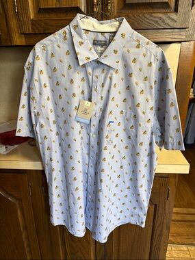 Van Heusen Wrinkle Free Short Sleeve Button Down Shirt Lemons Summer Vibes S XL